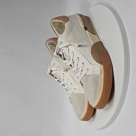 NWOT Dolce Vita Zina Lace-Up Sneakers Colorblock Leather White Rose Gold Tan 7 - Picture 10 of 13